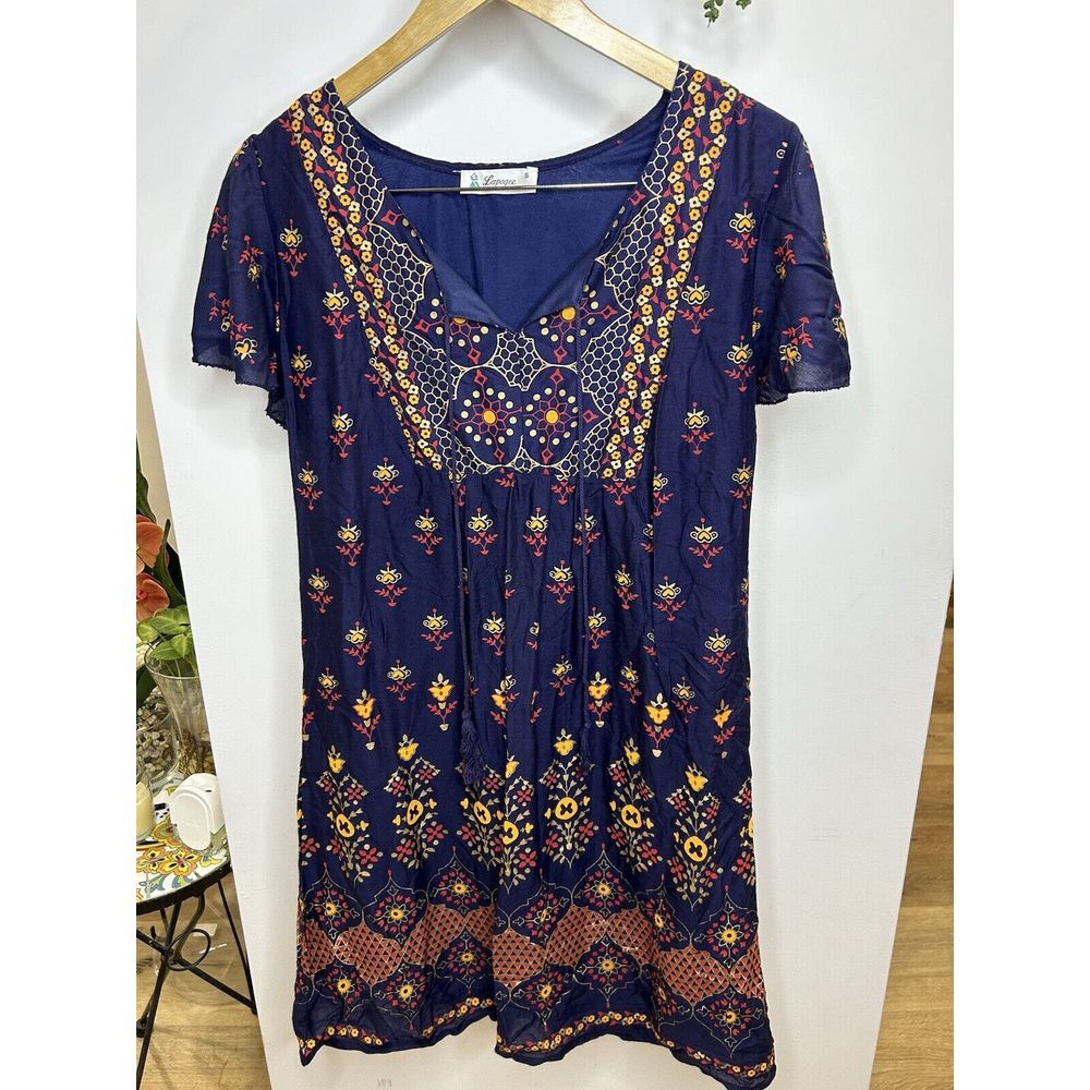Lapogee Dress Women's Size Small Tunic Lined‎ Shift Navy Blue